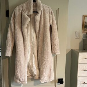 Women's Cream Faux Fur Coat